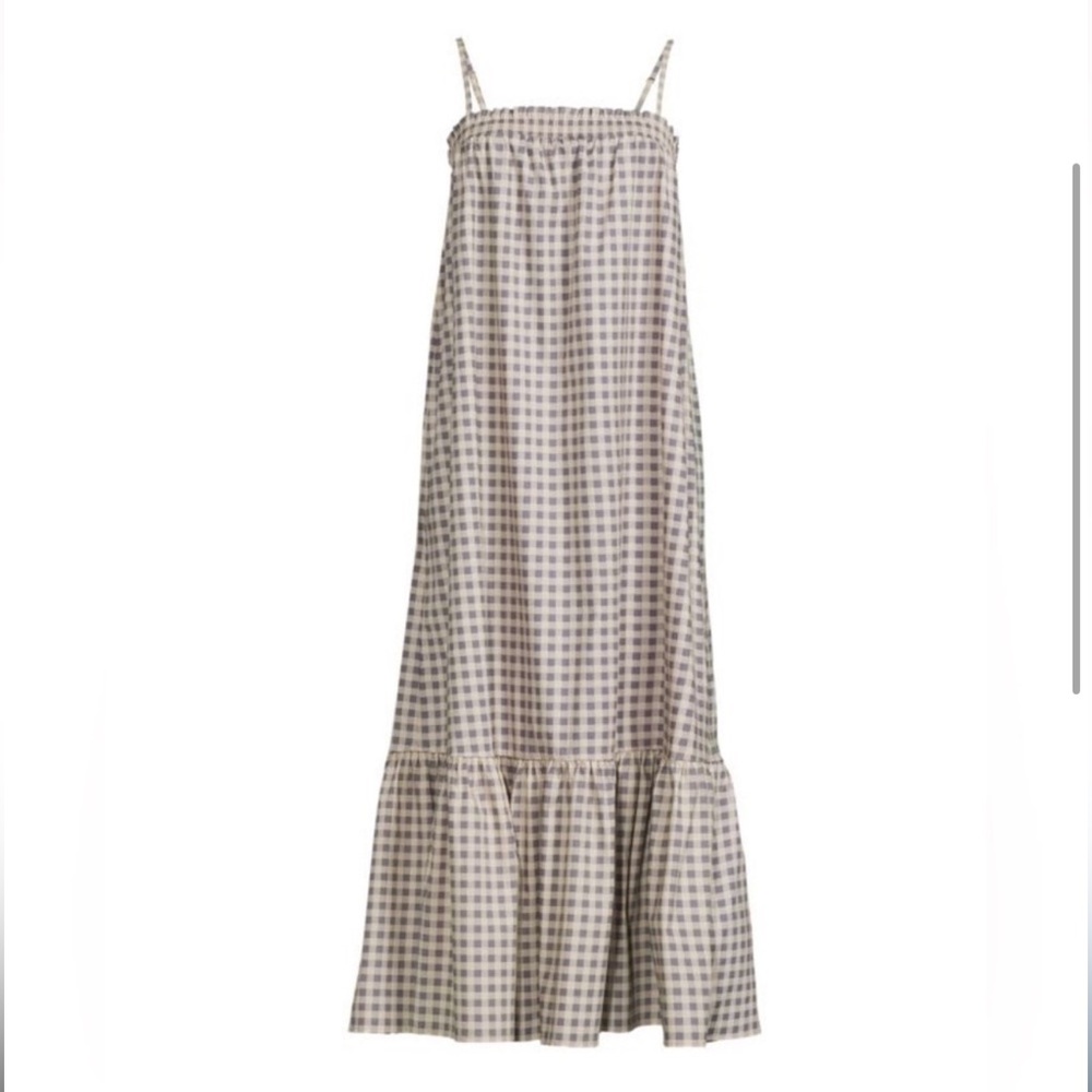 WeWoreWhat Cream and Gray Gingham Maxi Dress